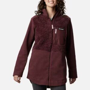 Columbia Women's Brown Lodge Sherpa Thermal Full Zip Fleece Jacket Size L